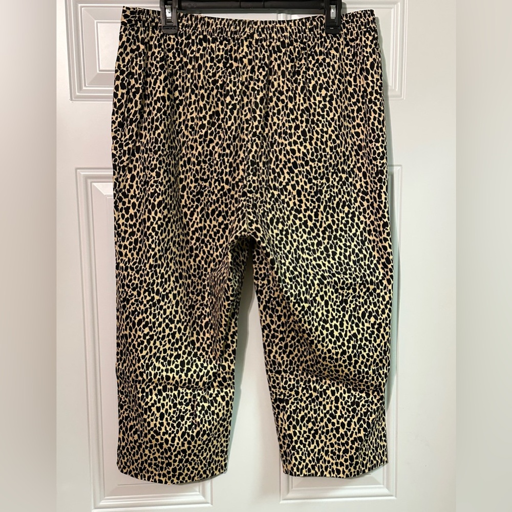 Alfred Dunner Elastic Waist Pull On Pants Leopard Print Animal Print Size 16